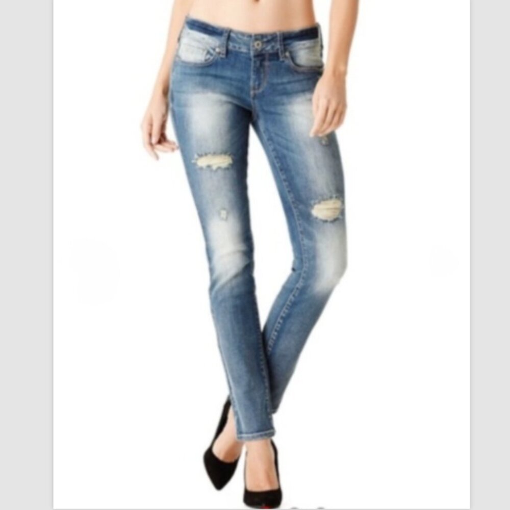 Guess Sarah Skinny Low- Rise Distressed Jeans Medium Vintage Wash